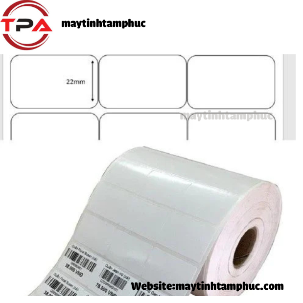Giấy in Mã Vạch 3 tem/ tem in mã vạch 35x22mm x 50m