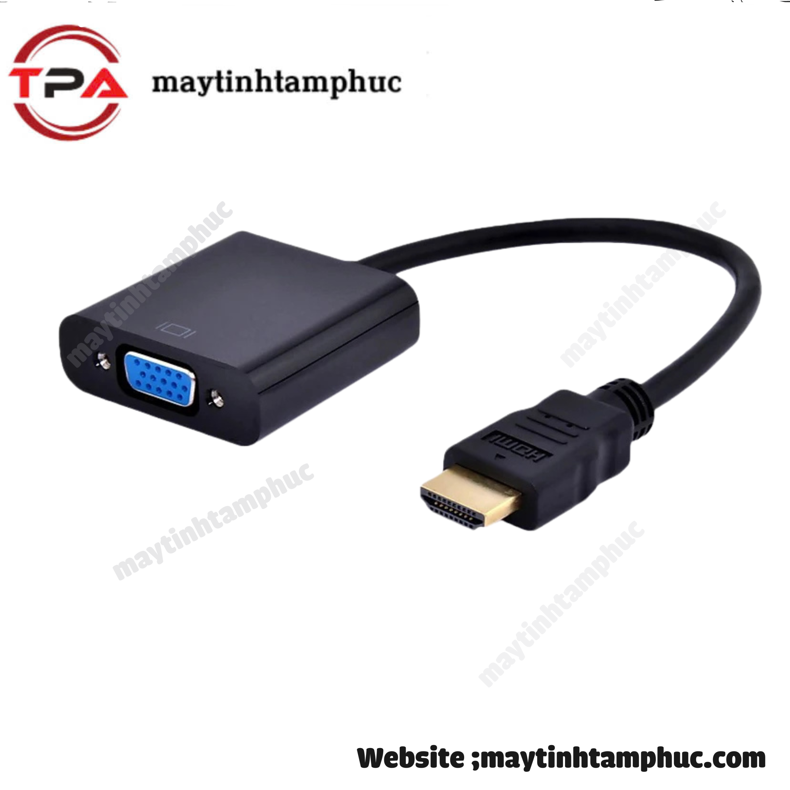 Cáp Chuyển Đổi HDMI Sang VGA + Audio Cáp Tròn Đầu Chuyển Đổi HDMI To VGA Bộ Chuyển Đổi Cho PC, Laptop, Máy Chiếu Cao Cấp Độ Dài 20CM