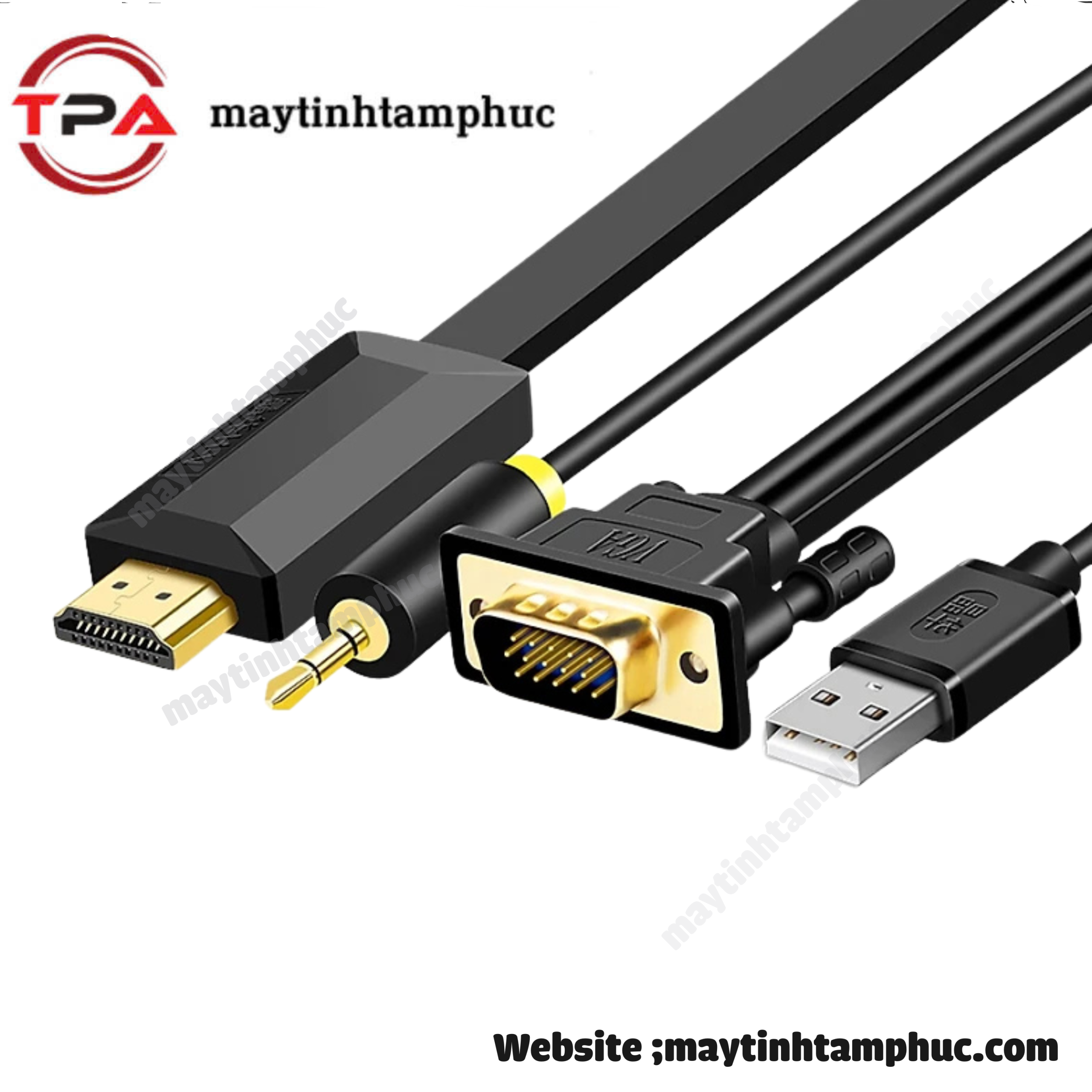 Cap chuyển đổi VGA Port+Auiao to HDTV dài 1.8m Full HD 1080P