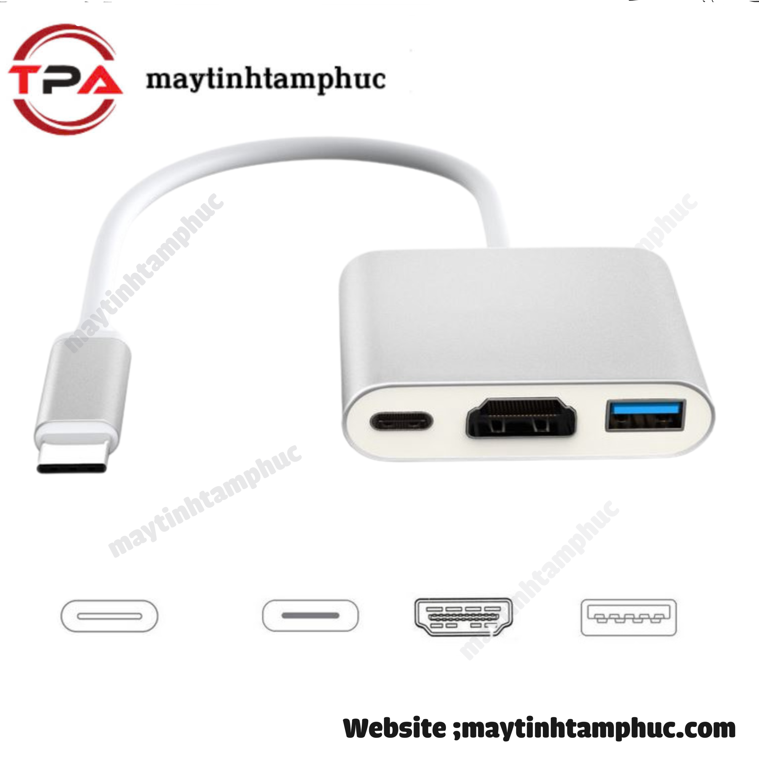 Cáp chuyển đổi từ Type c sang HDMI kết nối tivi máy chiếu + USB 3.0 kết nối phím chuột... Cáp Typec to HDMI